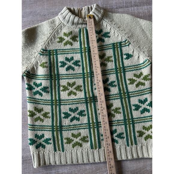 Vintage Tarni Fair Isle Nordic Wool Sweater Womens 38 Green Ski Alpine Mock Neck - Picture 12 of 15